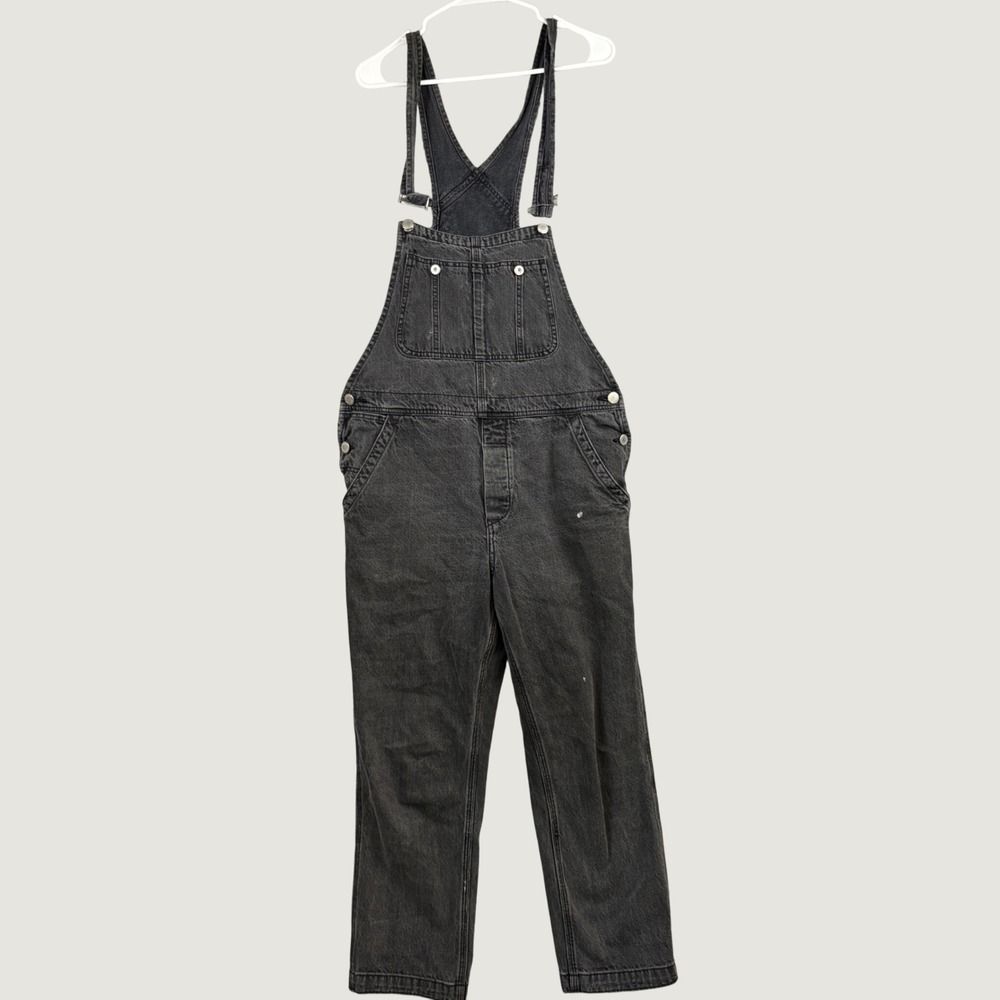 Free People We The Free Overalls Womens 28 S Black Bibs Denim Ziggy Faded Boho